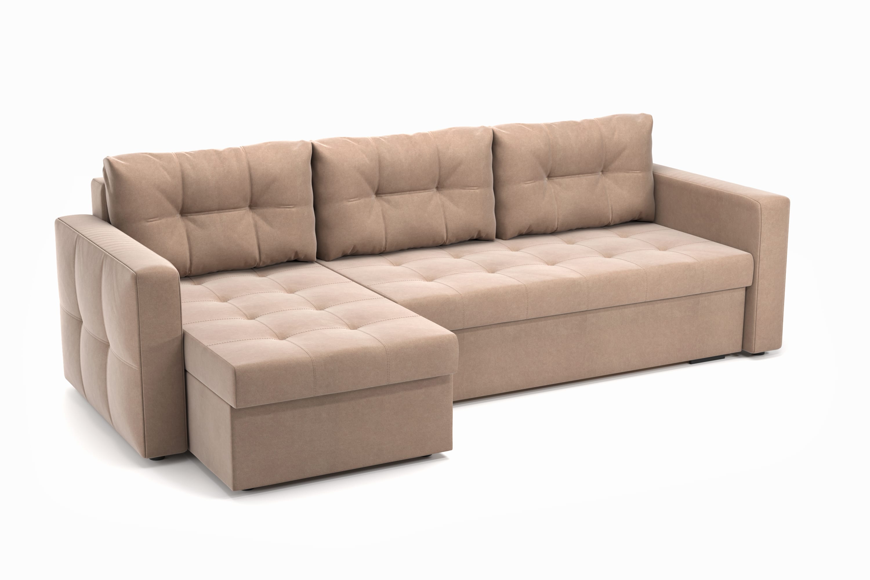 Диван угловой "Грейс" стандарт SOFT (Vivaldi 22 - темно-бежевый велюр)